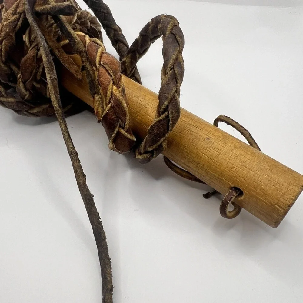 Vintage Leather &‎ Wood Braided Whip – Western Decor or Costume Prop Cosplay